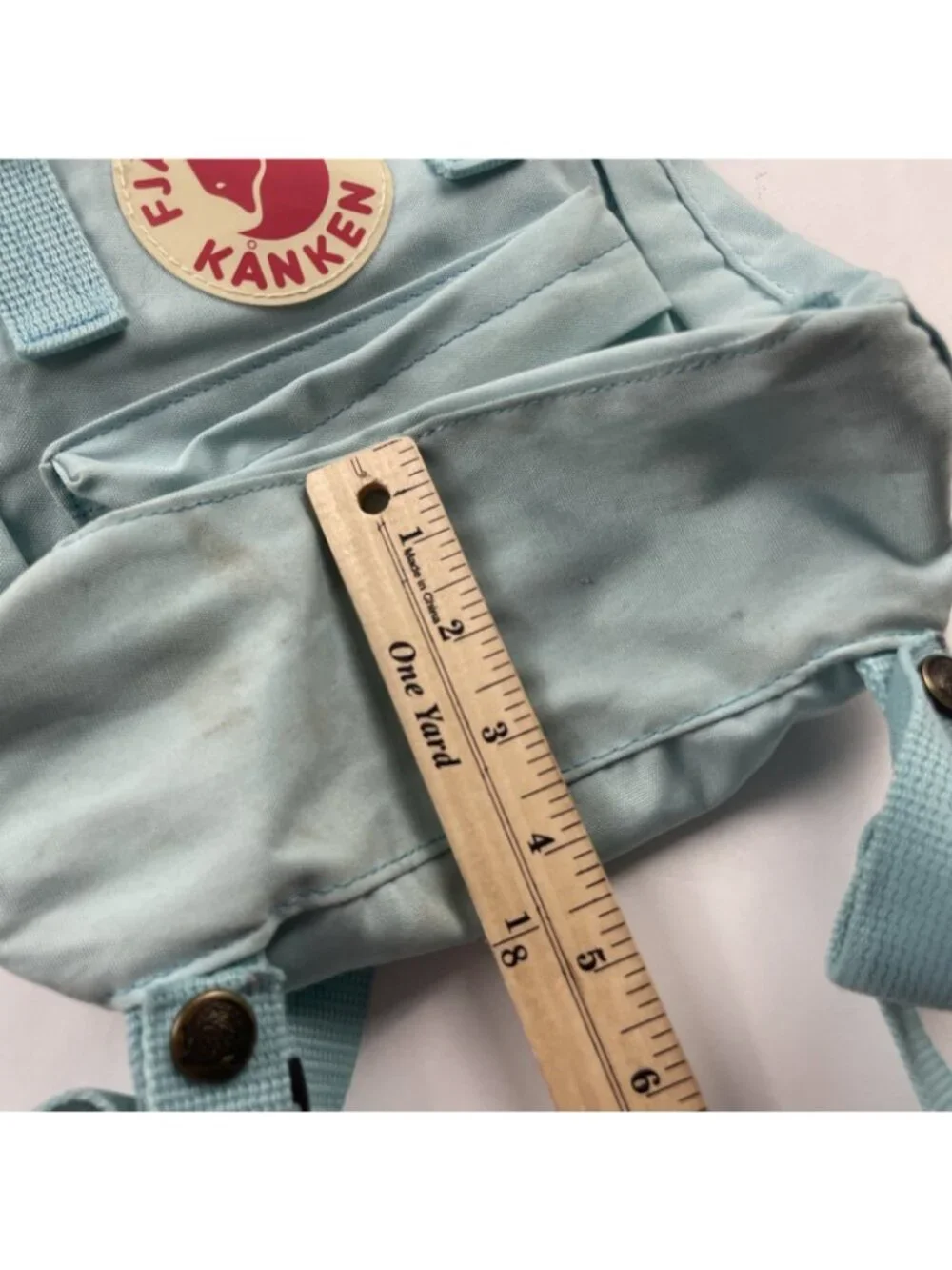 Fjallraven Kanken Mini Backpack Top Handle Side Pockets Light Blue Travel